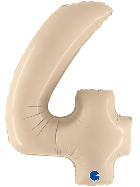 Folienballon - Zahl 4: Creme - ø 102cm